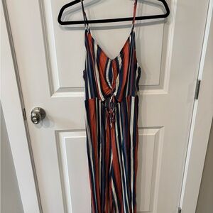 Striped Women’s jumpsuit in Blue, Red, and White